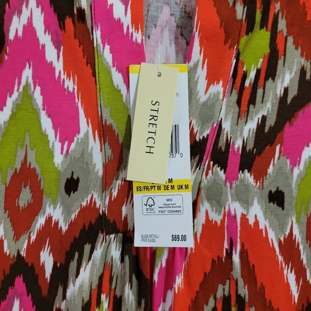 NWT Jones New York MOD 60s Style Colorful Print Sleeveless Shift Dress Sz Medium - Picture 7 of 9